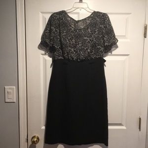 Black dress with black & white sheer top
